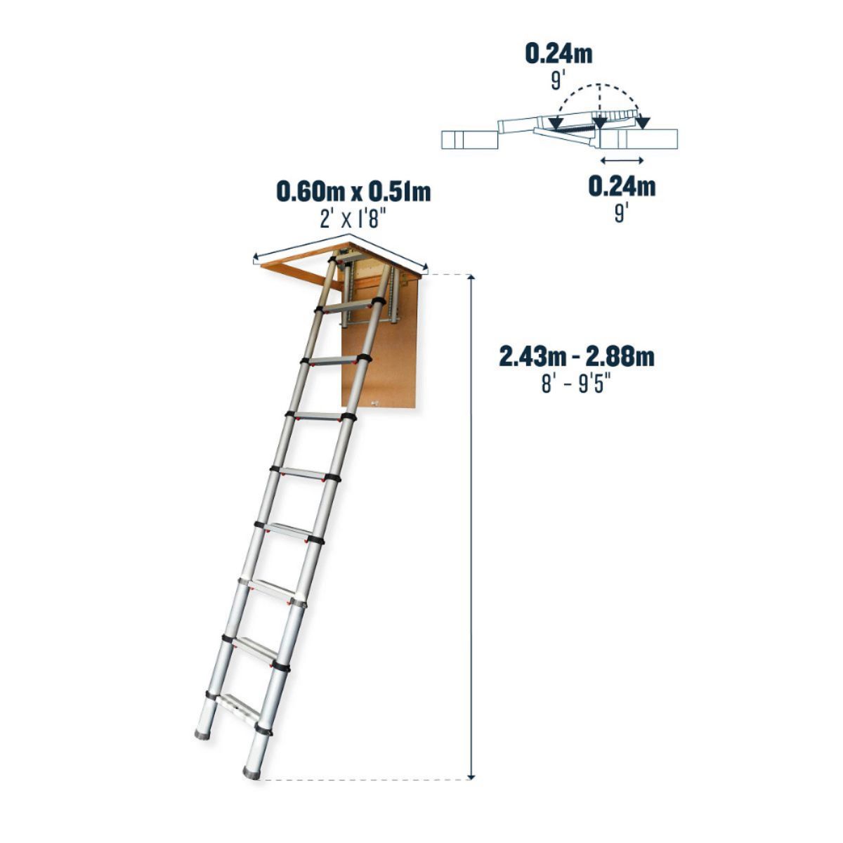 WERNER TELESCOPIC LOFT LADDER 2.9MTR 30100100
