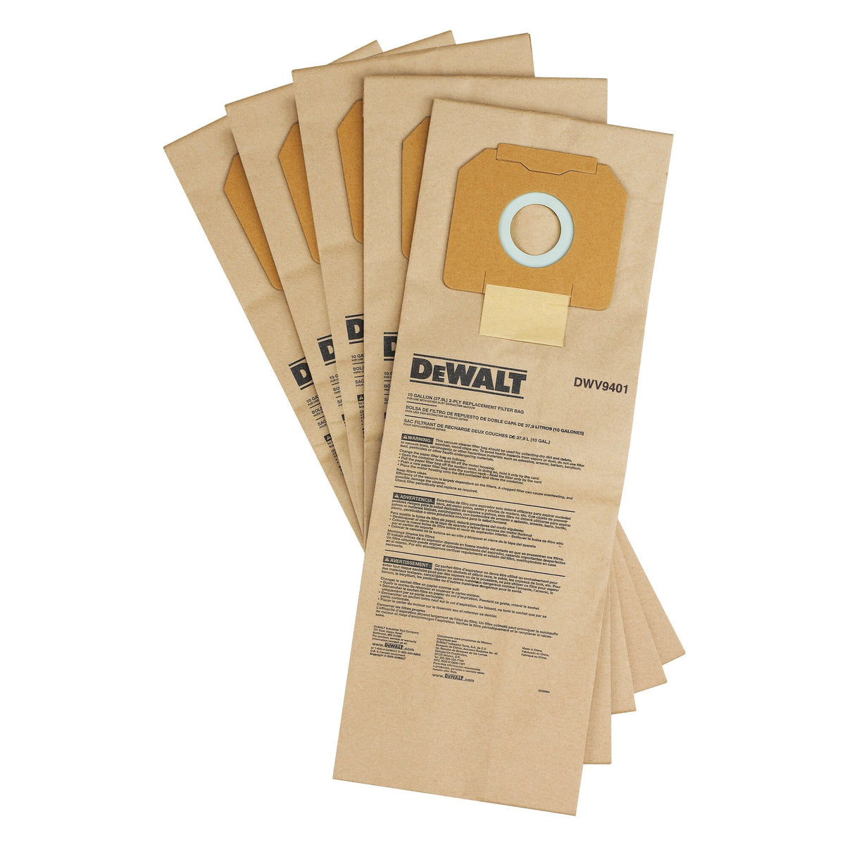 DEWALT DWV9401-XJ PACK OF 5 PAPER BAGS FOR DWV902M