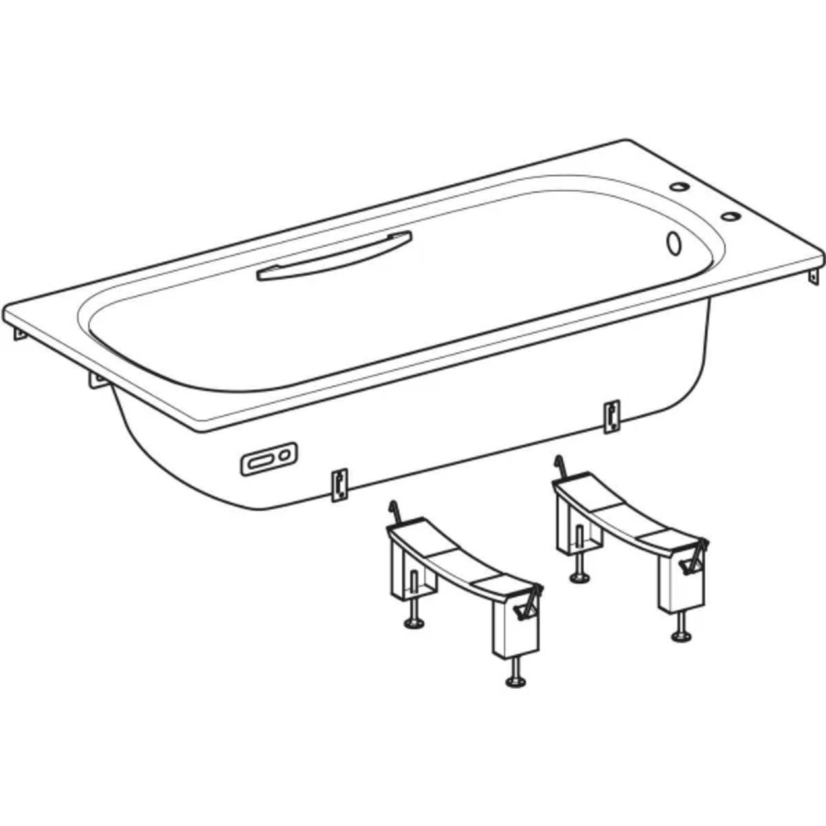 TWYFORD BJBS1472WH CELTIC STD GAUGE 2TH STEEL BATH 1500 x 700mm C/W GRIPS & LEGS