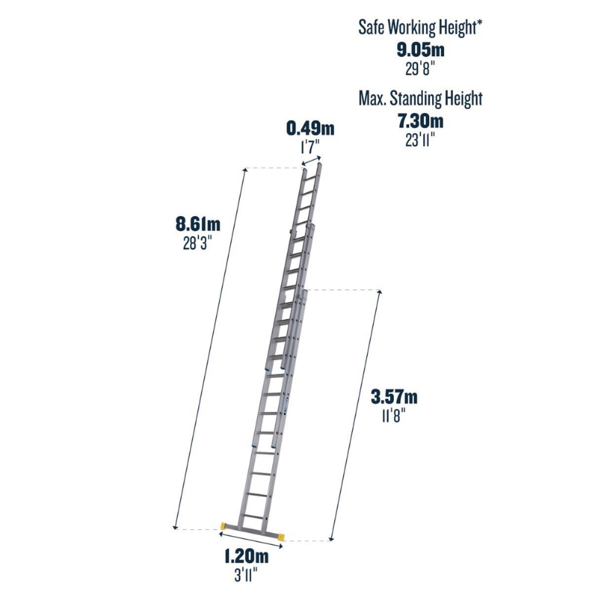 WERNER TRIPLE EXTENSION LADDER (3X12) 3.58m - 8.61m 57712320