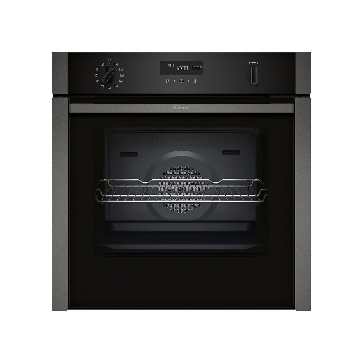 NEFF B6ACH7HG0B N50 SLIDE & HIDE SINGLE PYROLYTIC OVEN BLACK WITH GRAPHITE-GREY TRIM