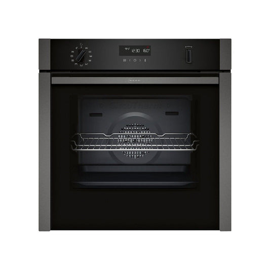 NEFF B6ACH7HG0B N50 SLIDE & HIDE SINGLE PYROLYTIC OVEN BLACK WITH GRAPHITE-GREY TRIM