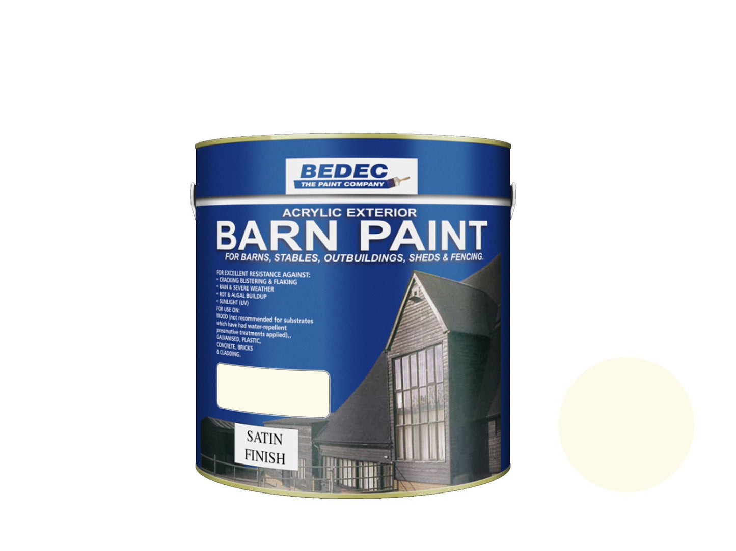 BEDEC SATIN BARN PAINT 2.5l GARDENIA BEDE2AVE004/40