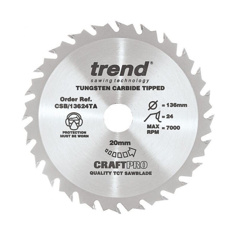 TREND CSB/13624TA CRAFT SAW BLADE 136MM X 24T X20MM