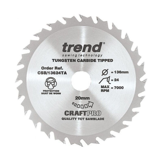 TREND CSB/13624TA CRAFT SAW BLADE 136MM X 24T X20MM