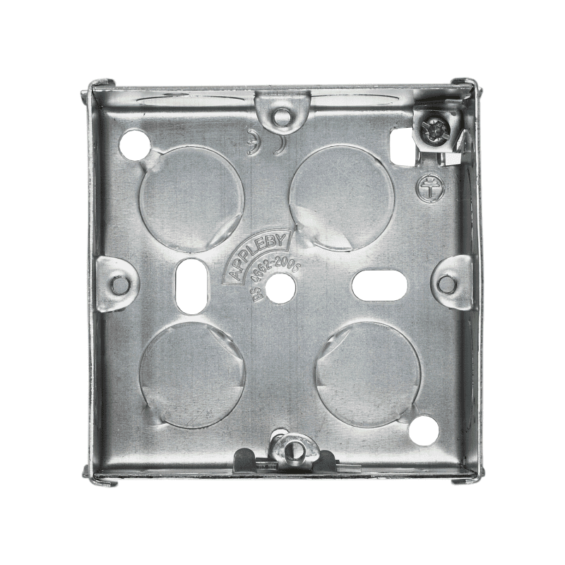 APPLEBY SB618 1-GANG ADJUSTABLE LUG FLUSH STEEL INSTALLATION BOX 47mm