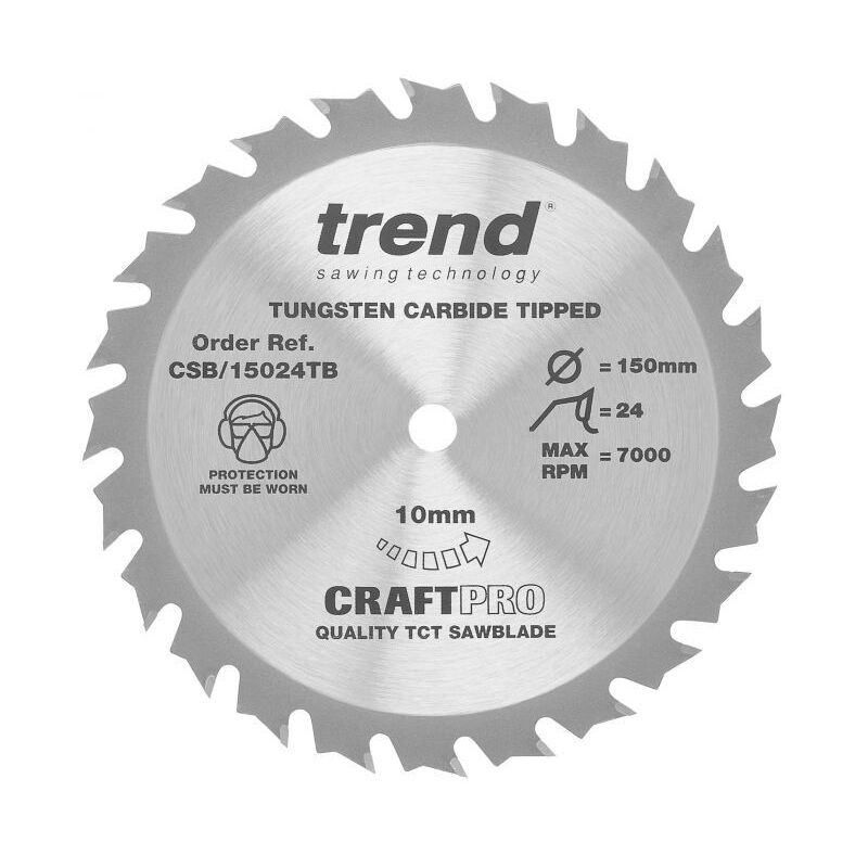 TREND CSB/15024 MEDIUM FINISH TCT CIRCULAR SAW BLADE 150MM X 24T X20MM