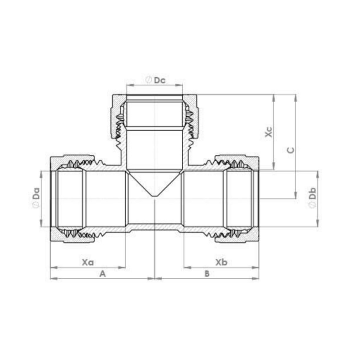 FLOWFLEX COMPRESSION EQUAL TEE 22mm OP701.08
