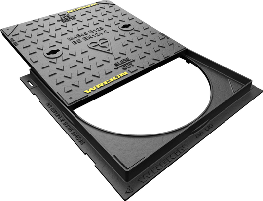 WREKIN DUCTILE IRON SOLID TOP COVER & FRAME SAFE SEAL RANGE 450 x 450 x 40mm DMS1B2/45D/KSQR B125