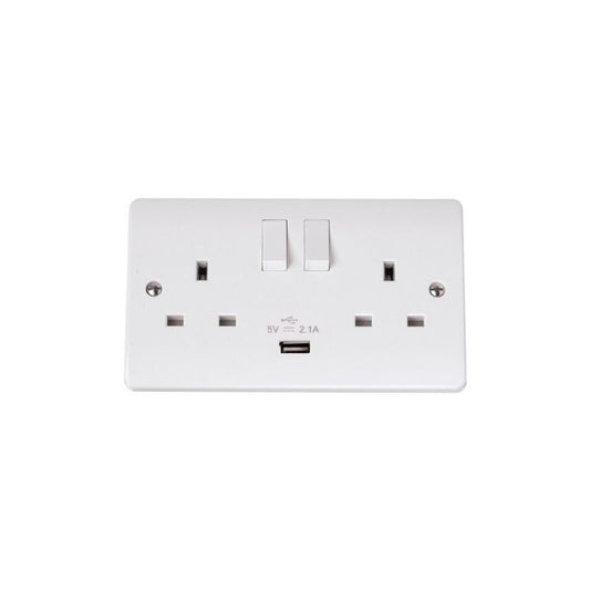 CLICK CMA770 2-GANG SWITCHED SOCKET + 1 USB PORT 13a