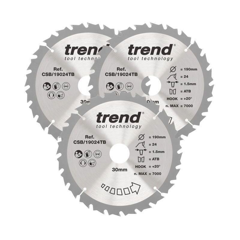 TREND CSB/190/3PK/A WOOD SAWBLADE 190 x 30 x 24T (3 PACK)