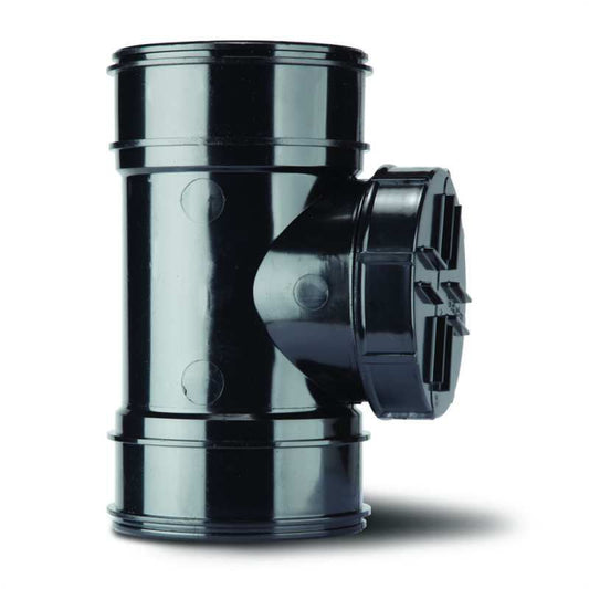 POLYPIPE SOLVENT SHORT ACCESS PIPE D/S 110mm SWA44B BLACK