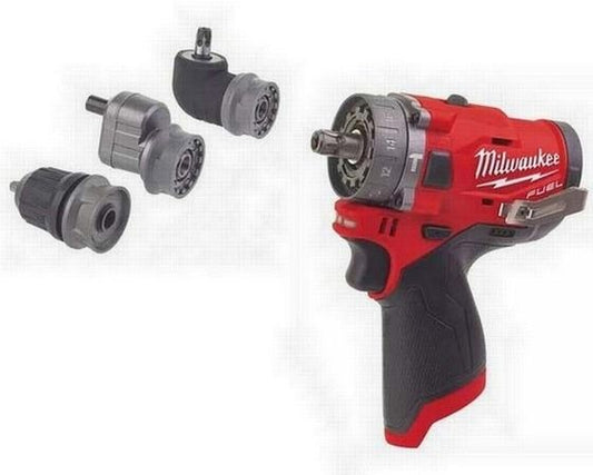 MILWAUKEE M12FPDXKIT-0X 12v BODY ONLY FUEL PERCUSSION DRILL WITH REMOVABLE CHUCK IN CASE