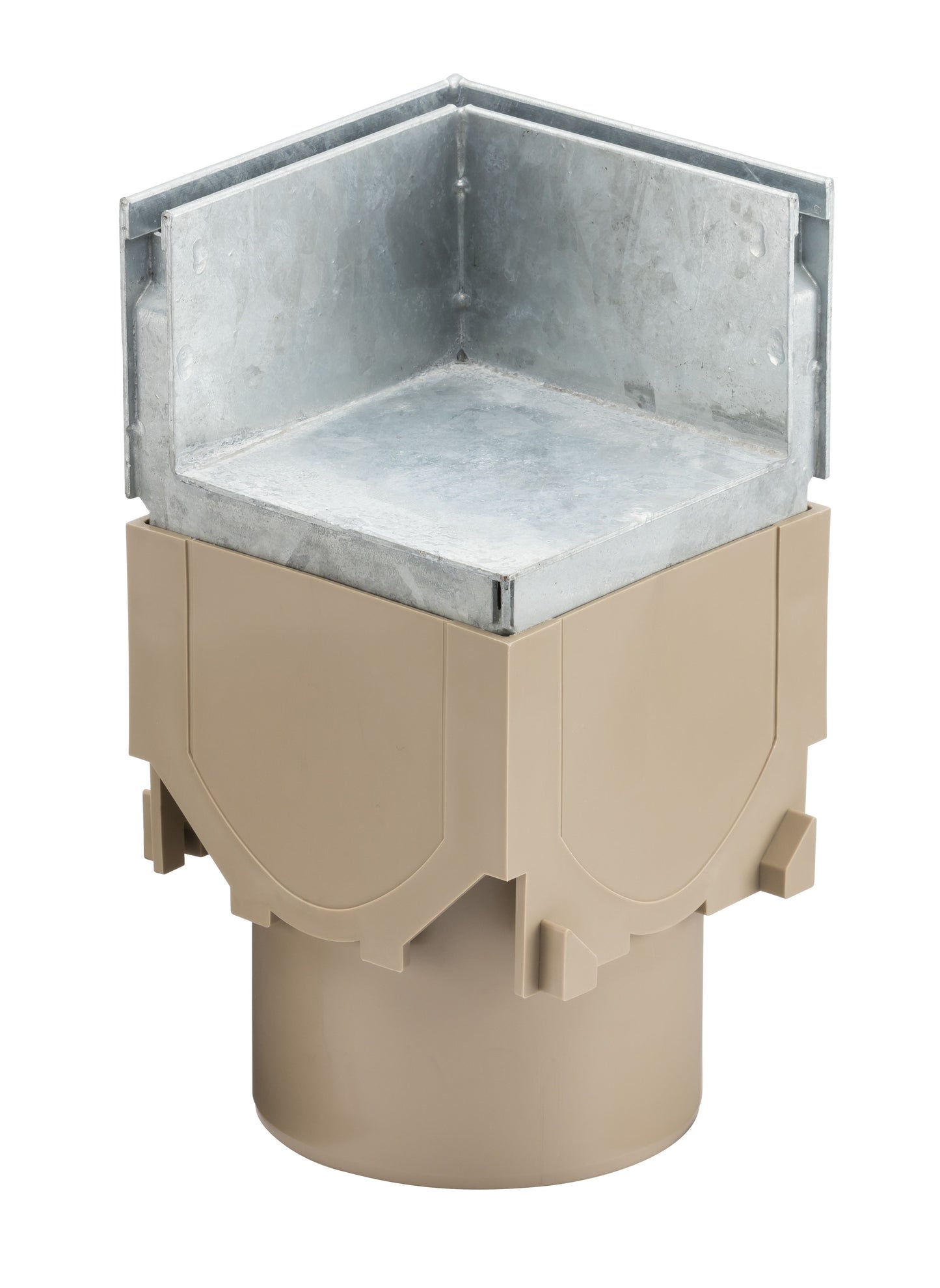 ACO RAINDRAIN B125 CORNER UNIT SLOTTED BRICKSLOT GALV VERTICAL OUTLET 47009