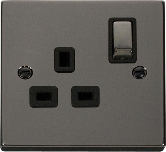 CLICK VPBN535BK 1G 13A DP SWITCHED SOCKET BLK NICKEL