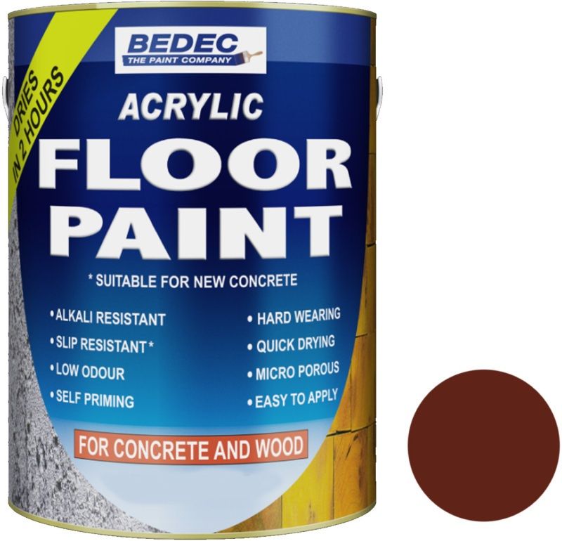 BEDEC ACRYLIC FLOOR PAINT 5l TILE RED BEDE2FF0004/46