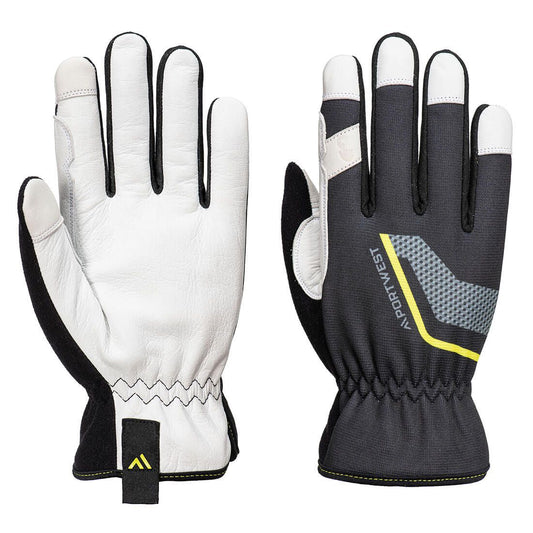 Stretch Utility Leather Glove, L, R, Black