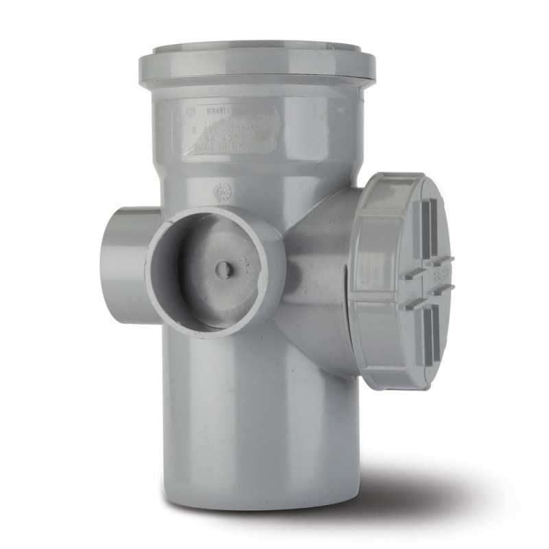 POLYPIPE SOIL ACCESS PIPE SINGLE SOCKET 110mm SA43G GREY