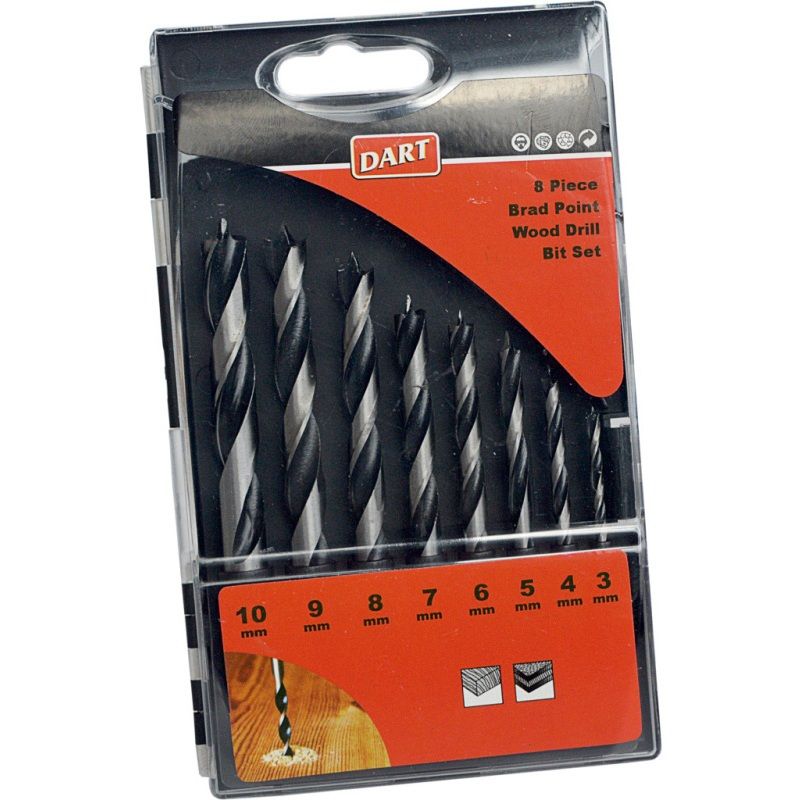 DART BRDSET08 BRAD POINT WOOD DRILL BITS SET (8 PIECE)