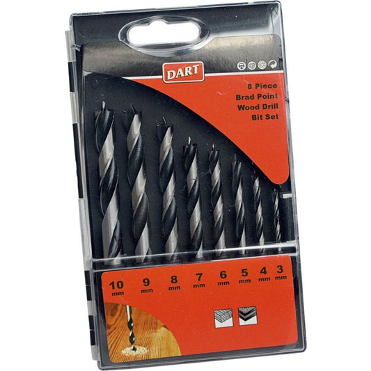 DART BRDSET08 BRAD POINT WOOD DRILL BITS SET (8 PIECE)