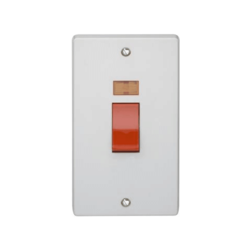 CRABTREE 4500/3 2-POLE 2-GANG SWITCH 50a WITH NEON INDICATOR