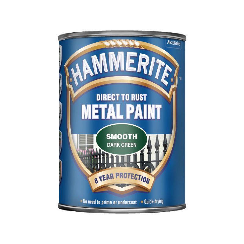 HAMMERITE 750ml SMOOTH FINISH DIRECT TO RUST METAL PAINT DARK GREEN 5092825