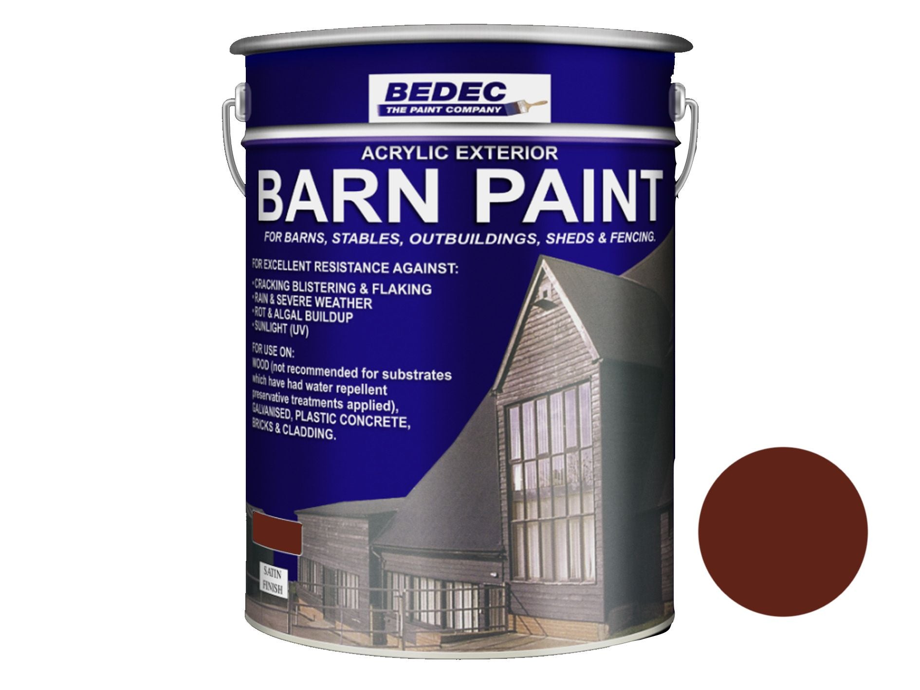 BEDEC SATIN BARN PAINT 20l TILE RED BEDE2AV0083/54