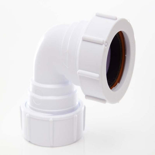 POLYPIPE COMPRESSION WASTE BEND 32mm x 90deg WHITE PS15