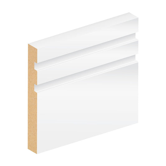 JDT 14.5 x 144mm SILKTRIM MDF TWO GROOVE PROFILE 563 SKIRTING PER MTR FSC