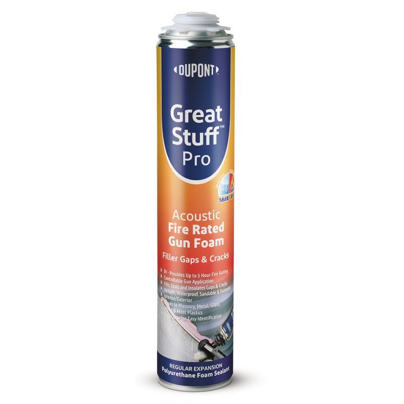 DOW GREAT STUFF PRO ACOUSTIC FIRE RATED POLYURETHANE GUN FOAM 750ml PINK 6001126