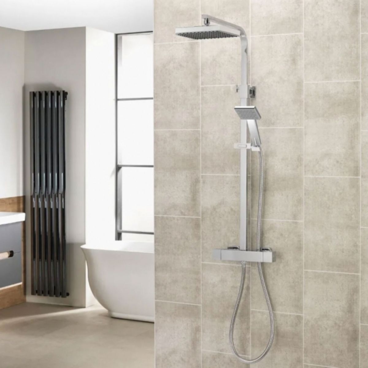 AQUALISA W004805 COOL TOUCH SQUARE COLUMN SHOWER C/W FIXING KIT CHROME