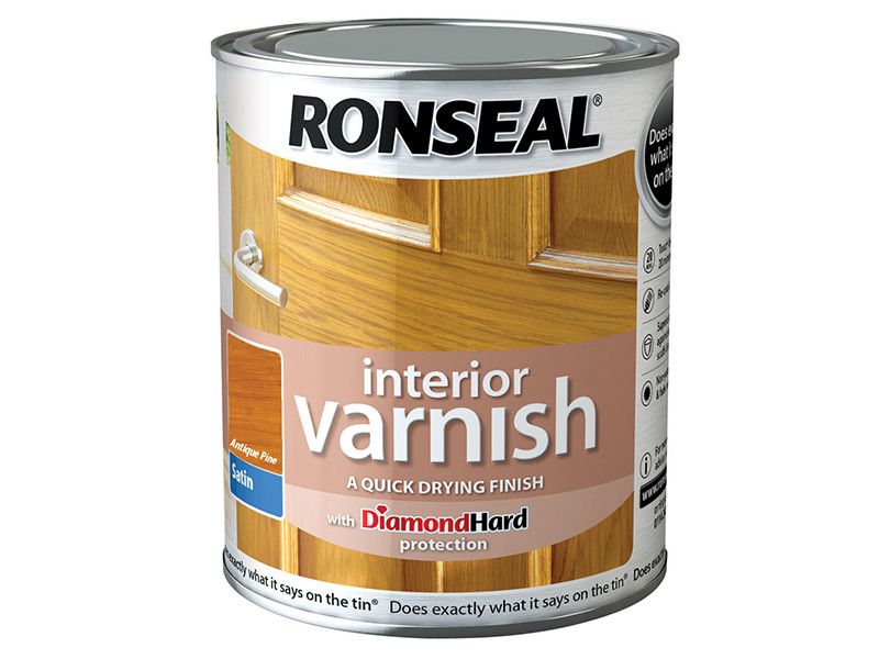 RONSEAL INTERIOR COLOURED VARNISH 750ml SATIN ANTIQUE PINE 36837