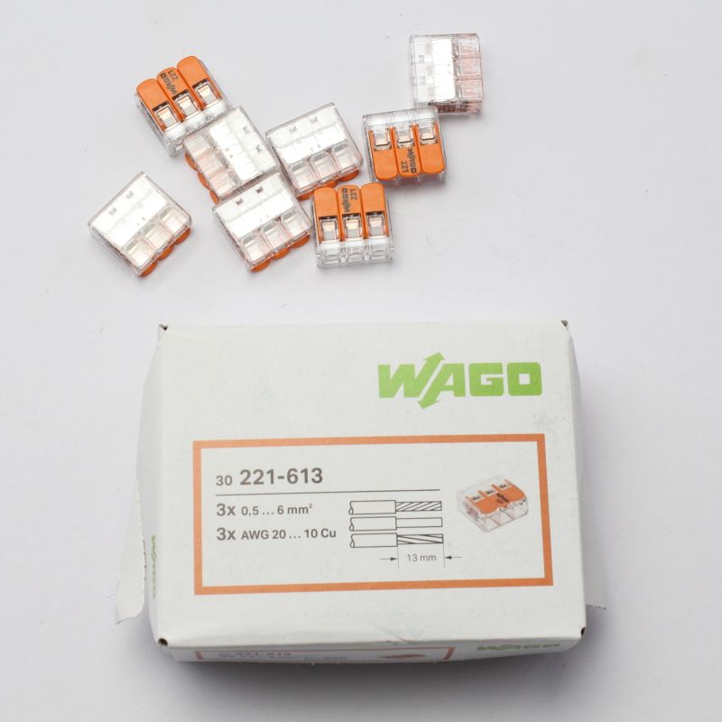 WAGO 221-613 COMPACT LEVER CONNECTOR 3WAY (PACK 30)