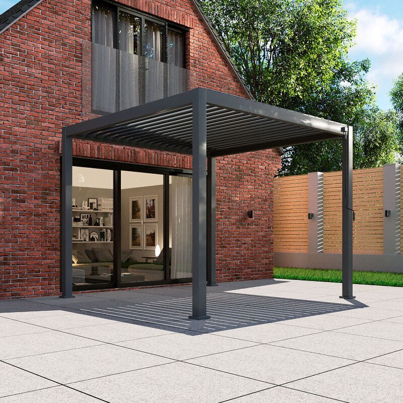 NOVA TITAN ALUMINIUM SQUARE PERGOLA 3.6 x 3.6m GREY N20214