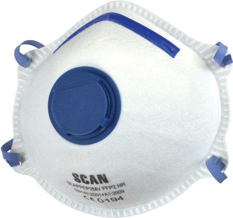 SCAN SCAPPEP2MVB FFP2 MOULDED VALVED DISPOSABLE MASKS (PACK 10)