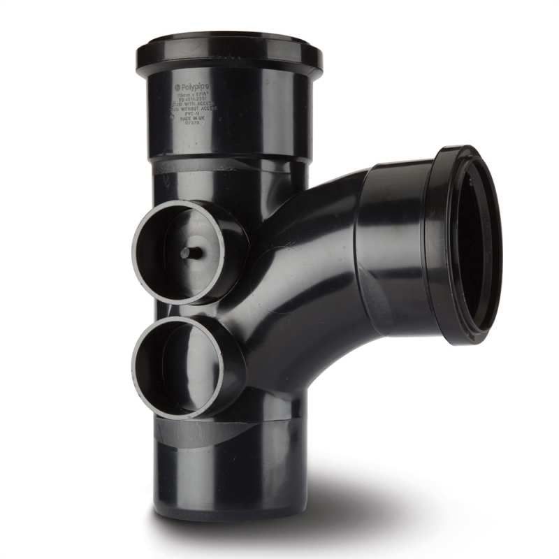 POLYPIPE BRANCH 4 BOSS 110mm x 92.5deg ST414 ST414B BLACK