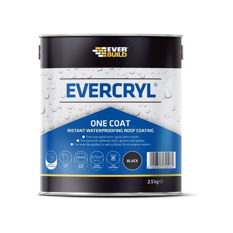 Everbuild Evercryl One Coat Instant Waterproofer 2.5Kg Black EVCBK02