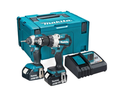 Makita 18V Combi And Impact Drive Twin Pack With 2 x 5.0ah Li-Ion Batteries | DLX2507TJ