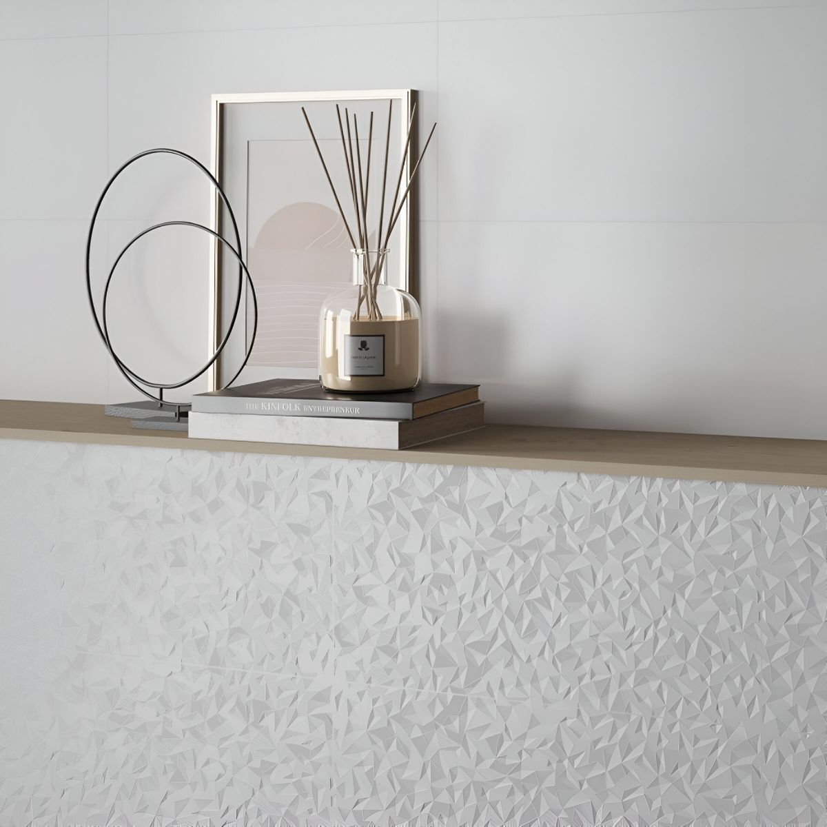YTC CO6030ARWHD ARKITEKT TILE 595 x 295mm WHITE DÉCOR (5.70 TILES PER M2)