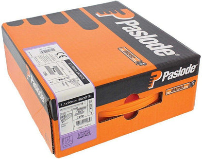 PASLODE GALV PLUS SMOOTH NAILS & 2 FUEL CELLS FOR IM350 90 x 3.1mm (BOX 2200) 141234