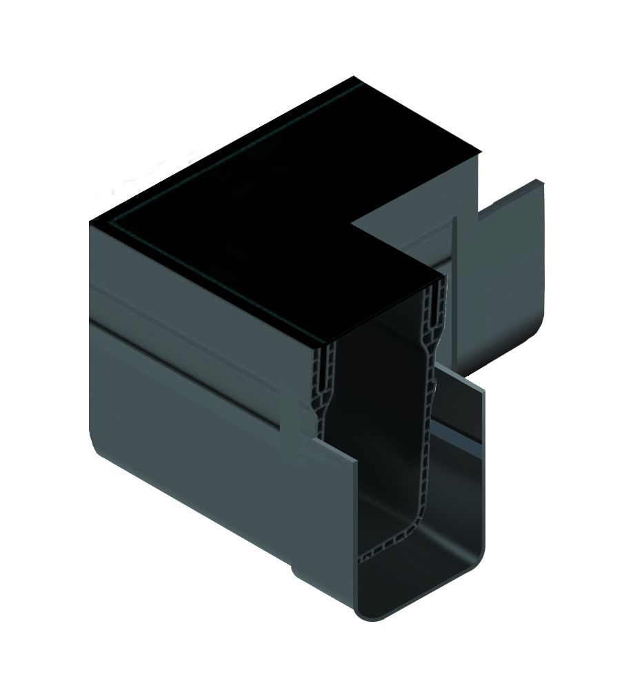 ACO THRESHOLD A15 DRAIN CORNER UNIT BLACK ALUMINIUM GRATING 19007