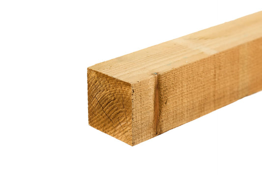 8ft Green Treated Square Top Wooden Fence Post 2400mm x 100mm x 100mm (4" x 4")