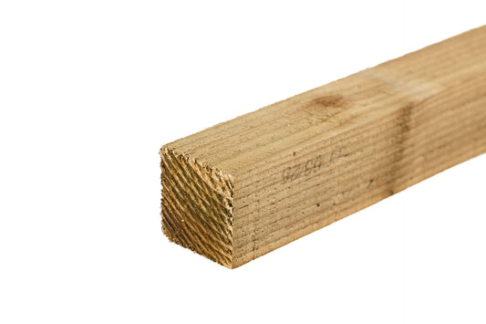6ft Green Treated Square Top Wooden Fence Post 1800mm x 75mm x 75mm (3" x 3")