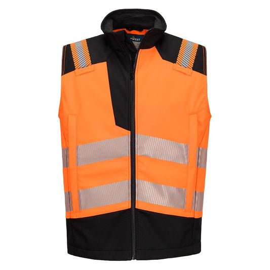 PW3 Modaflame Softshell Hi-Vis FR Gilet, L, R, Orange/Black