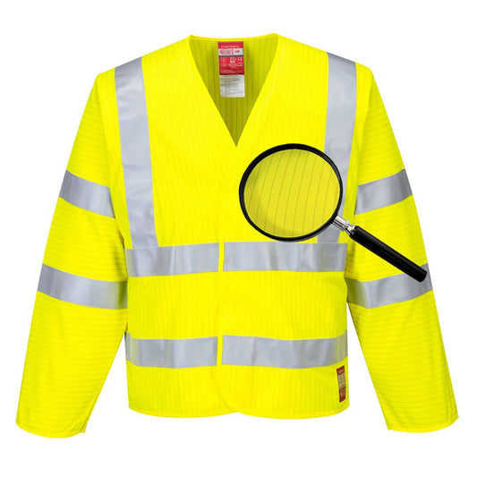Hi-Vis Anti Static Jacket - Flame Resistant, L/XL, R, Yellow