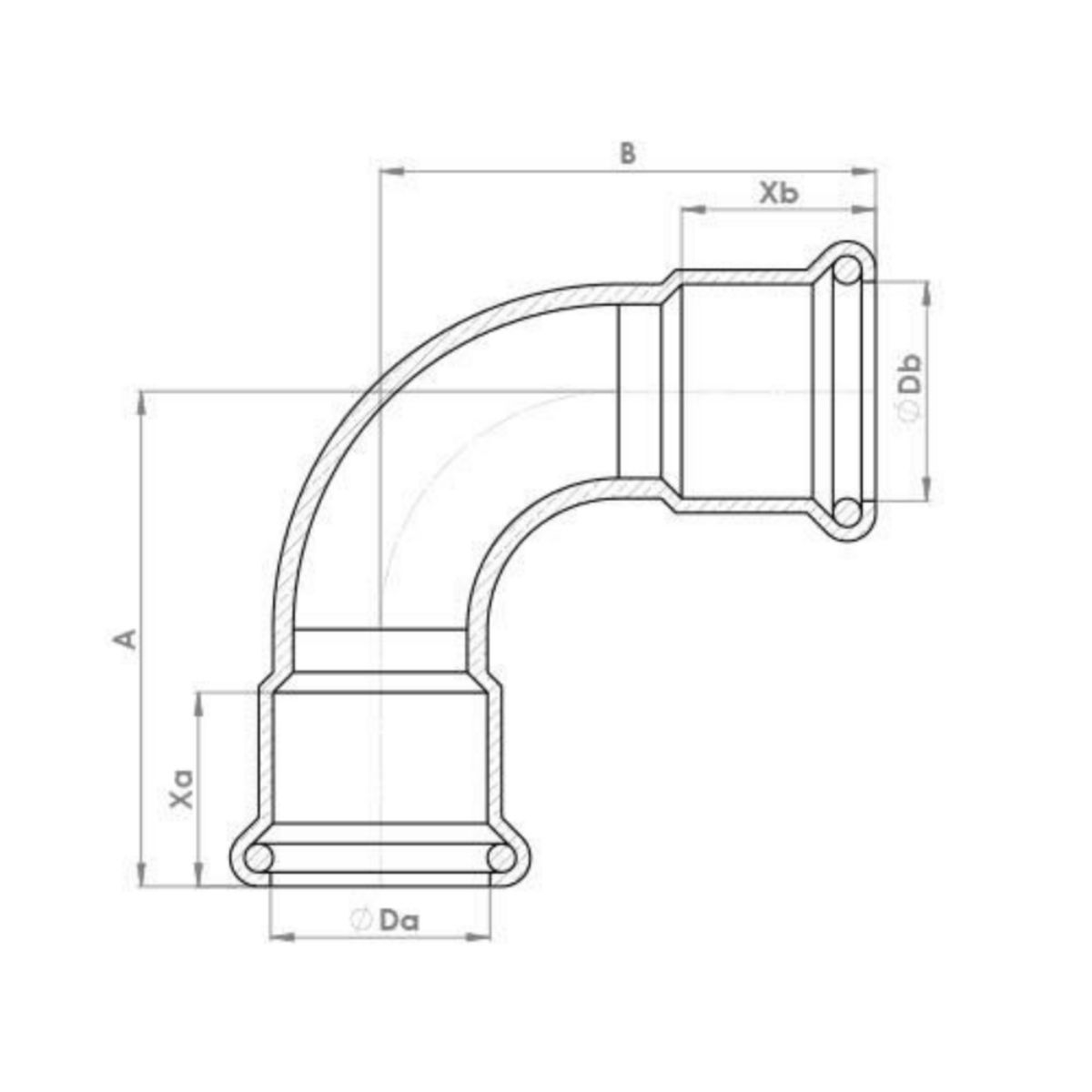 FLOWFLEX COPPER PRESS ELBOW 22mm 6090M.22B