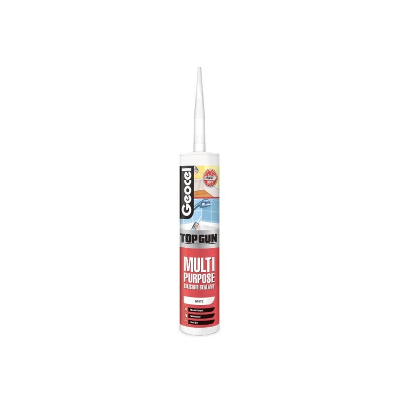 GEOCEL TOP GUN 290ml ALL PURPOSE SILICONE SEALANT WHITE 6001095/C23