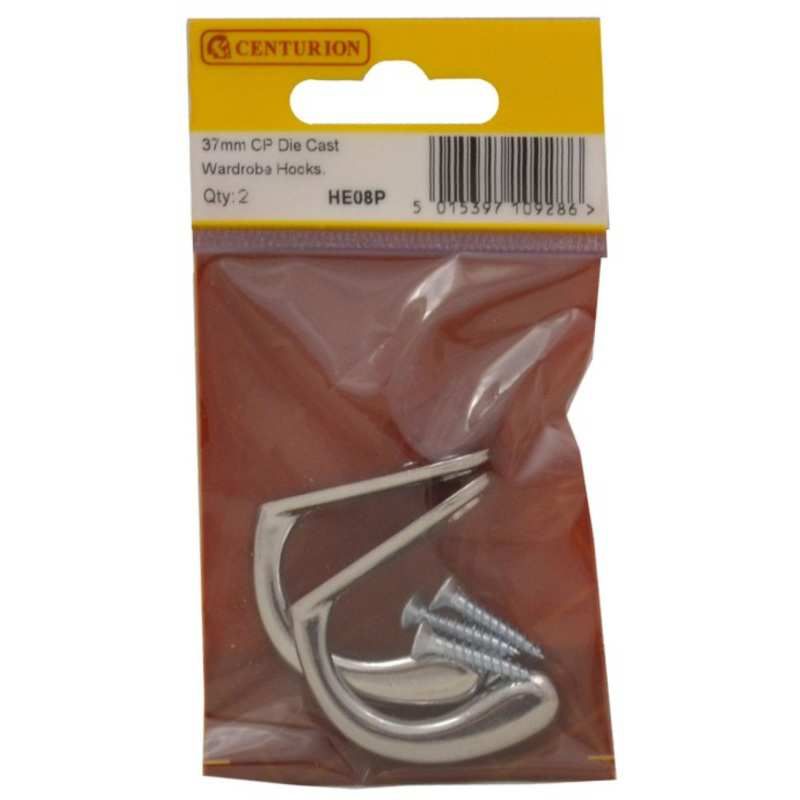 CENTURION HE08P CHROME SINGLE ROBE HOOKS