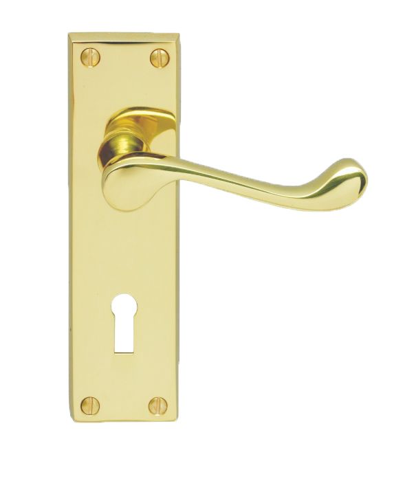 BRASS VICTORIAN SCROLL LEVER LOCK HANDLES CBS54/RP