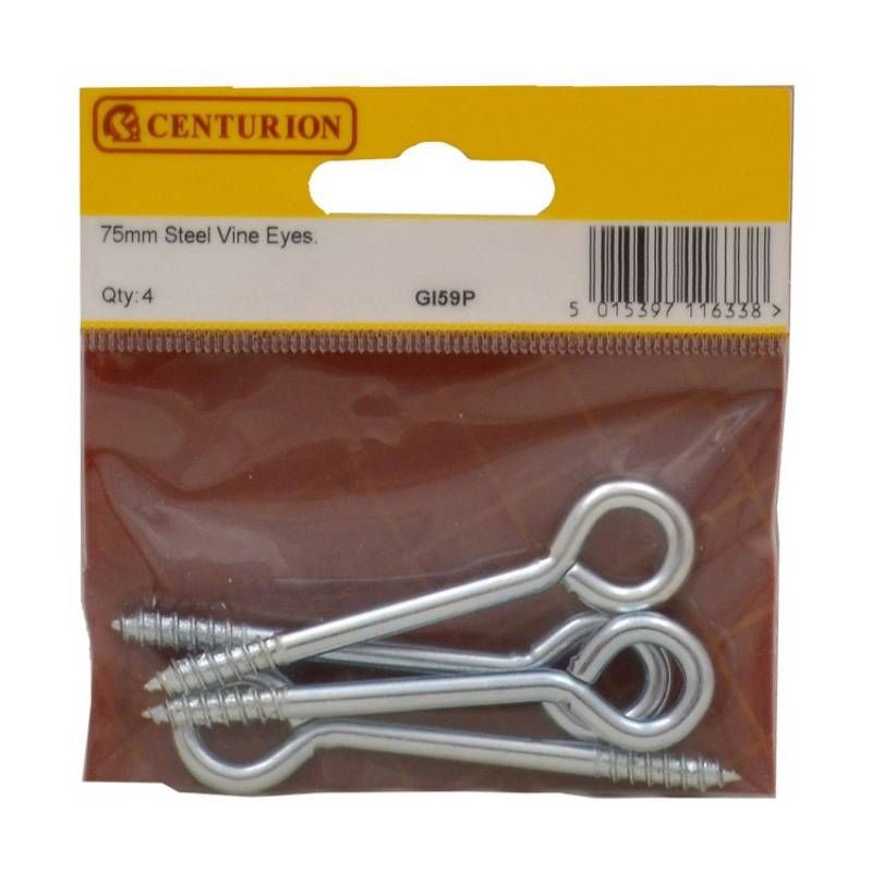 CENTURION GI59P ZINC PLATED 75mm VINE EYES PACK 4